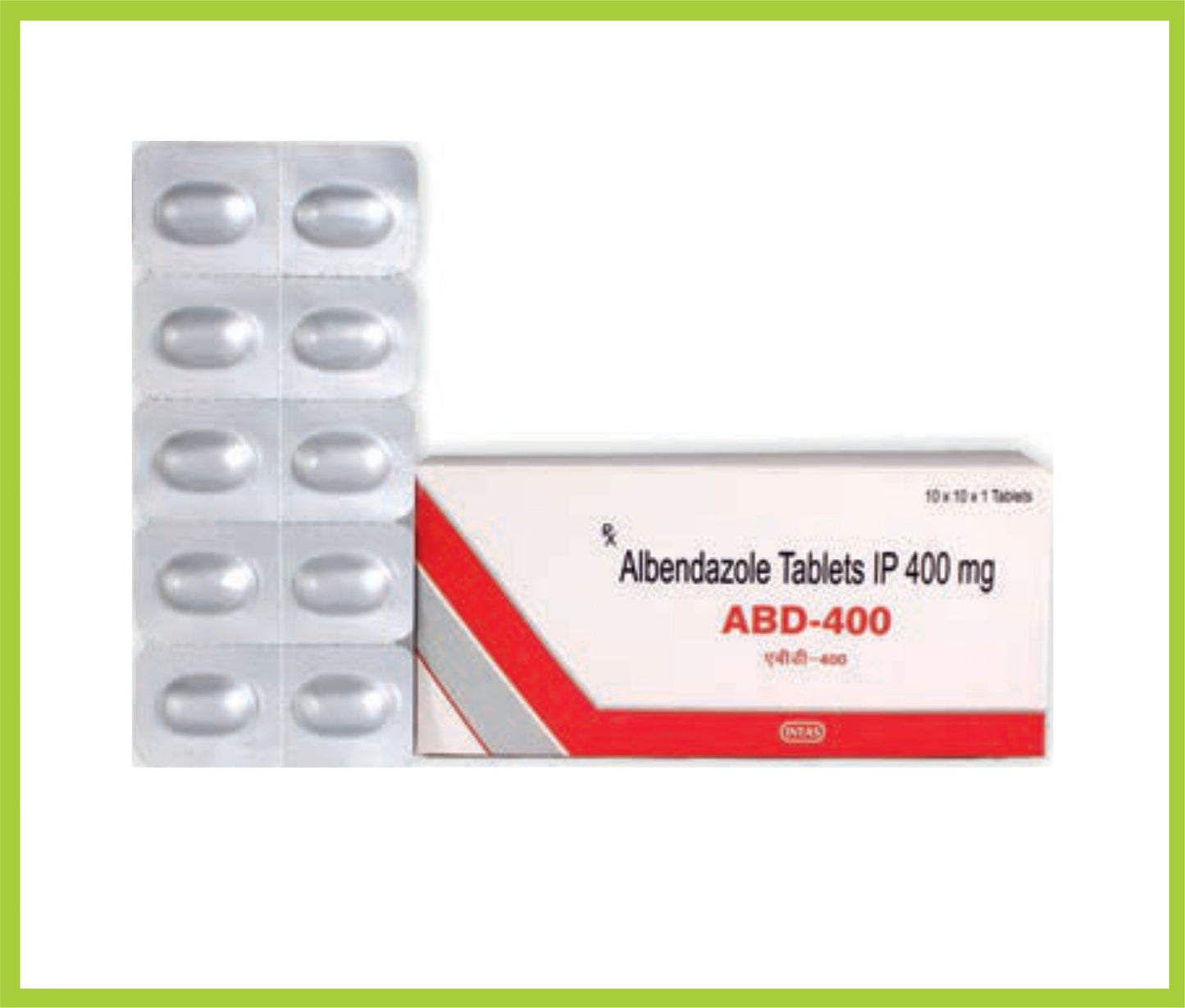 ABD-400 1 TAB (ALU-ALU) ( Albendazole 400 mg ) by Intas