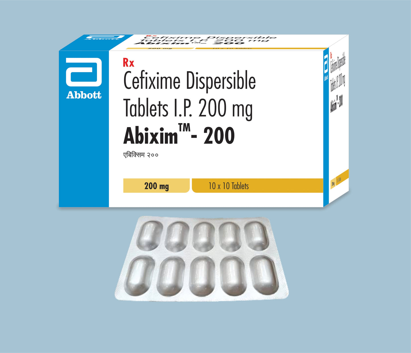 Abixim 200 Tablets 10Tabs ( Cefixime Dispersible 200Mg ) By Abbott