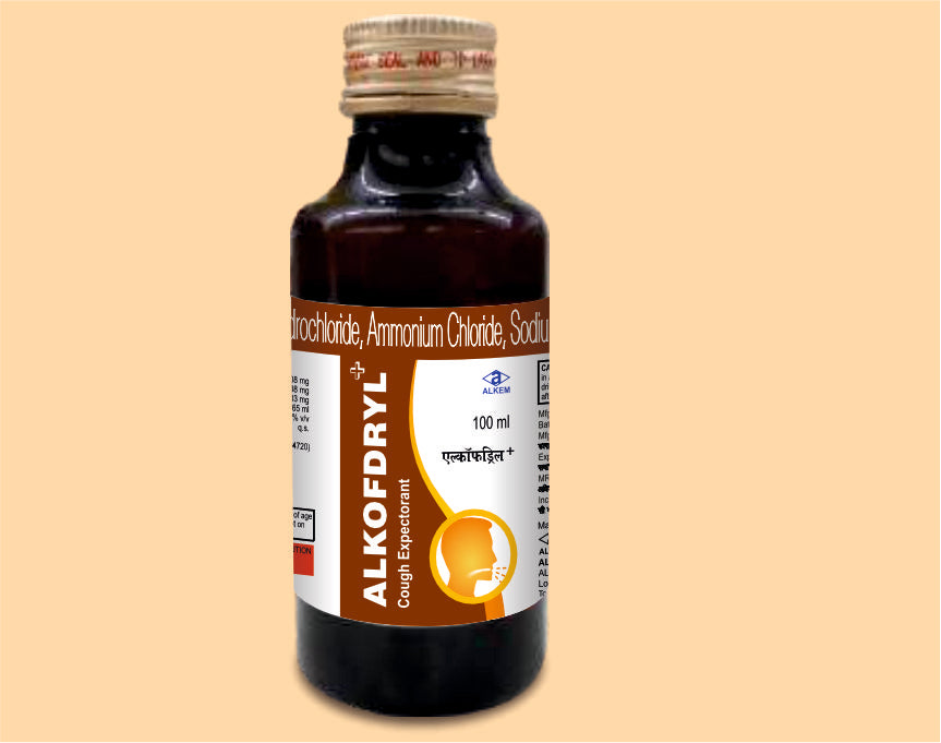 Alkofdryl + (100Ml Syrup) ( Diphenhydramine Hydrochloride Ip 14.08 Mg + Ammoniumchloride Ip 138 Mg + Sodium Citrate 57.03 Mg + Ethanol ) Alkem1