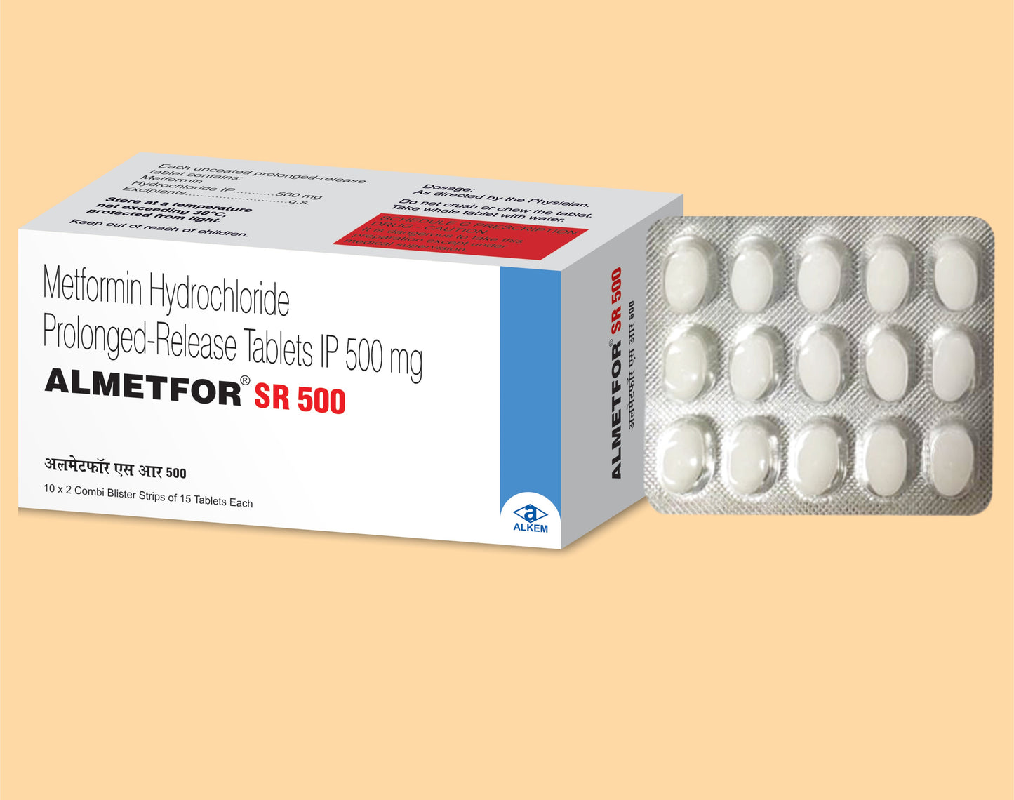 Almetfor 500 Tablets (15'S) ( Metformin 500Mg ) Alkem1