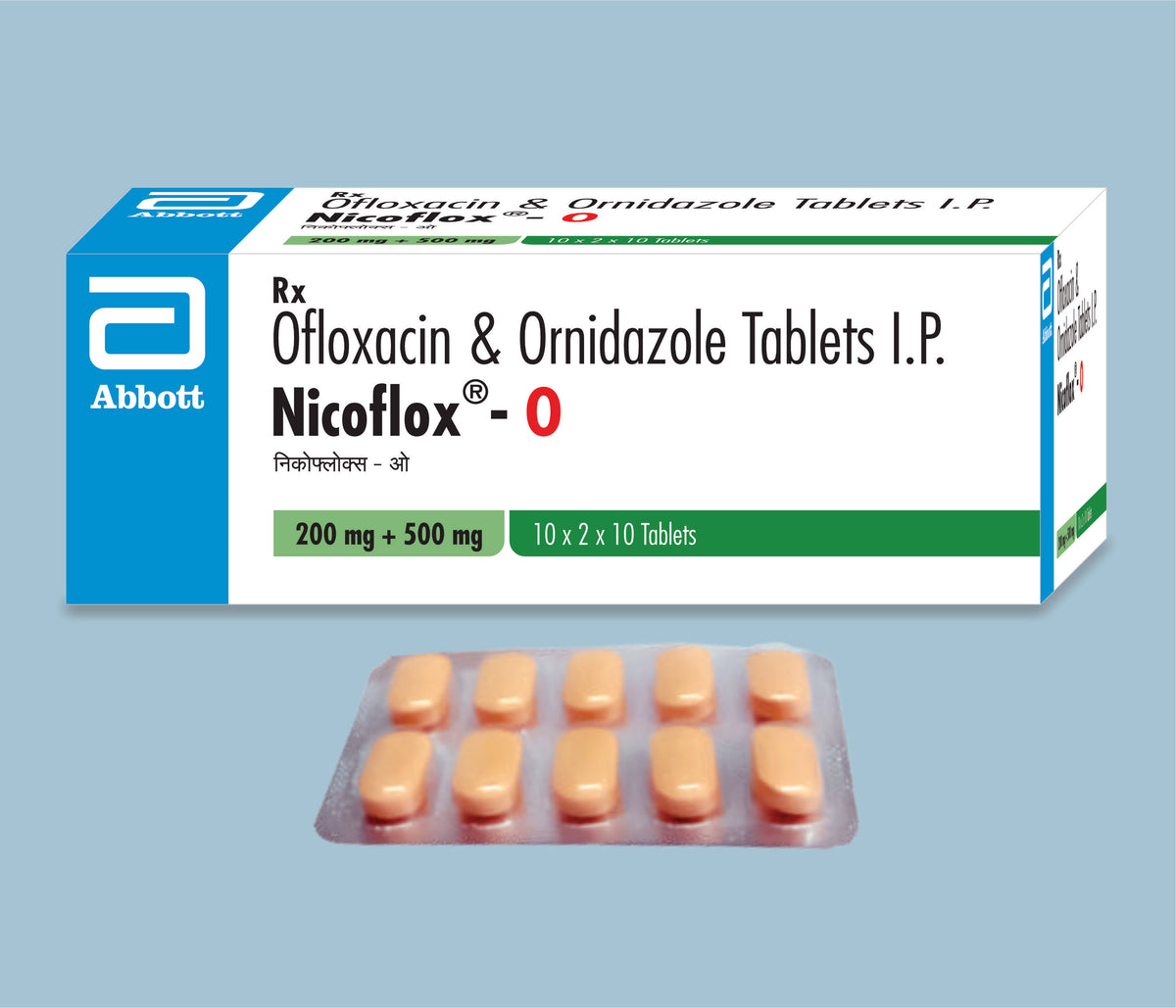 Nicoflox I.V. 100ml (march 27) (100x100ml) Ofloxacin 200 mg, Sodium Chloride 0.9 g Inj by Abbott