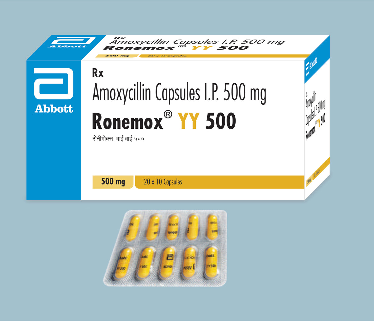 Ronemox YY 500 Capsules (50x20x10's) Amoxycillin 500 mg Cap by Abbott