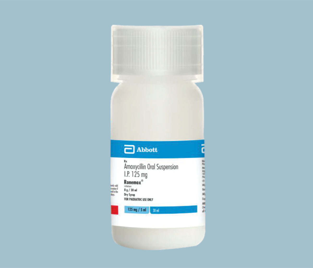 Ronemox Dry Syrup 30ml (8x25x30ml HDPE Bottle) Amoxycillin 125 mg/5 ml Dry Syr by Abbott