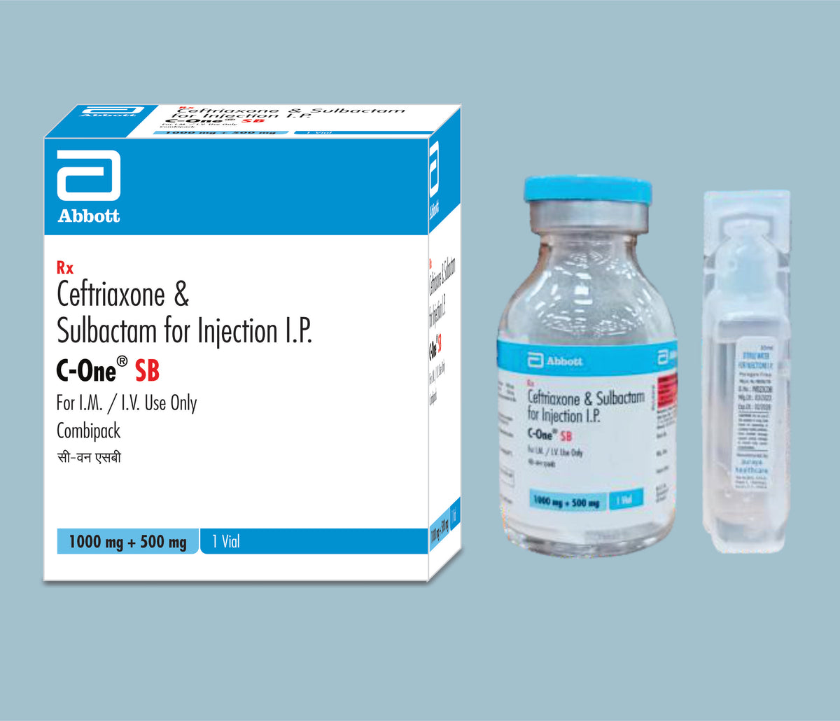 C-One SB Injection (16x25x1g m) Ceftriaxone 1000 mg, Sulbactam 500 mg Inj by Abbott