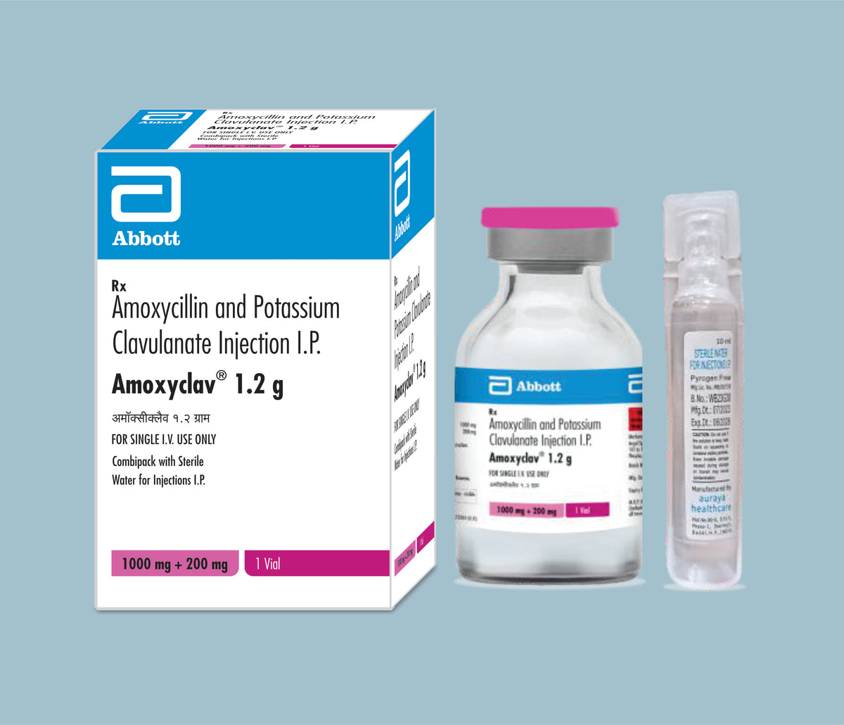 Amoxyclav 1.2gm Injection (18x10x1's) Amoxycillin 1000 mg, Potassium Clavulanate 200 mg Inj by Abbott