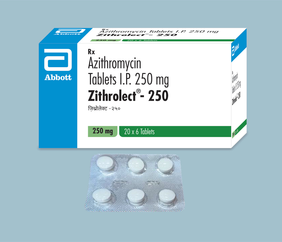 Zithrolect 250 Tablets 6s (50x20x6s) Azithromycin 250 mg Tab by Abbott