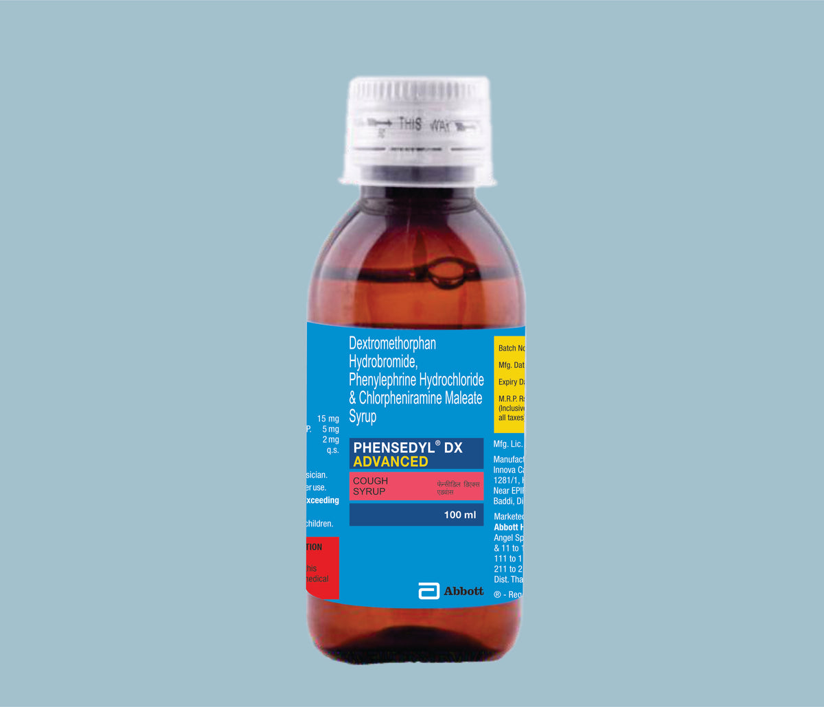 Phensedyl DX Advanced 100ml (100x100ml) Dextromethorphan 15 mg, Phenylephrine 5 mg, Chlorpheniramine 2 mg Syr by Abbott