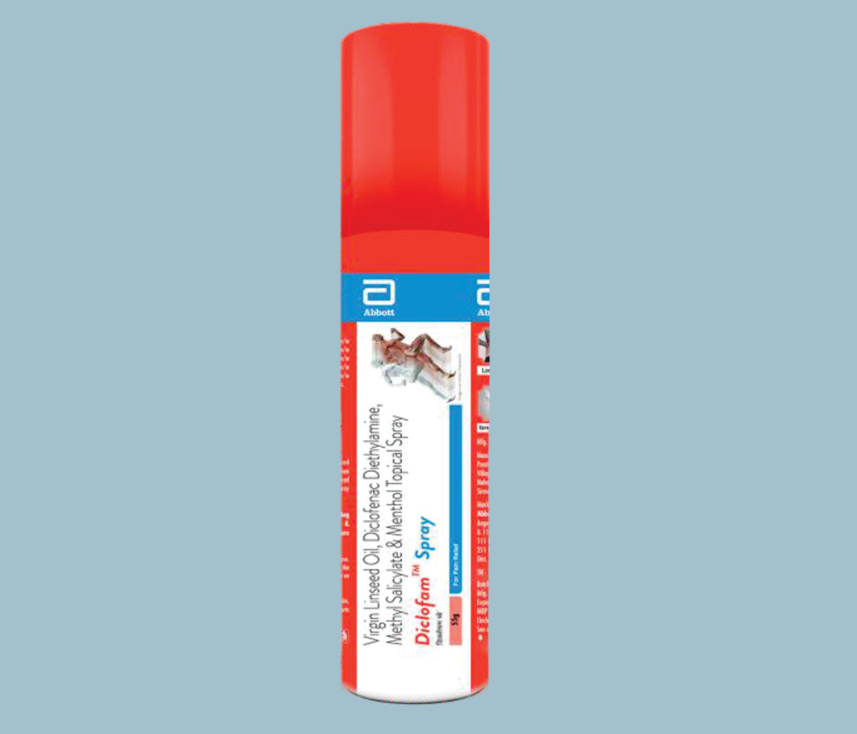 Diclofam Spray 55g (24x6x55gm) Virgin Linseed Oil 3% w/w, Diclofenac Sodium 1% w/w, Methyl Salicylate 10% w/w, Menthol 5% w/w Spray by Abbott