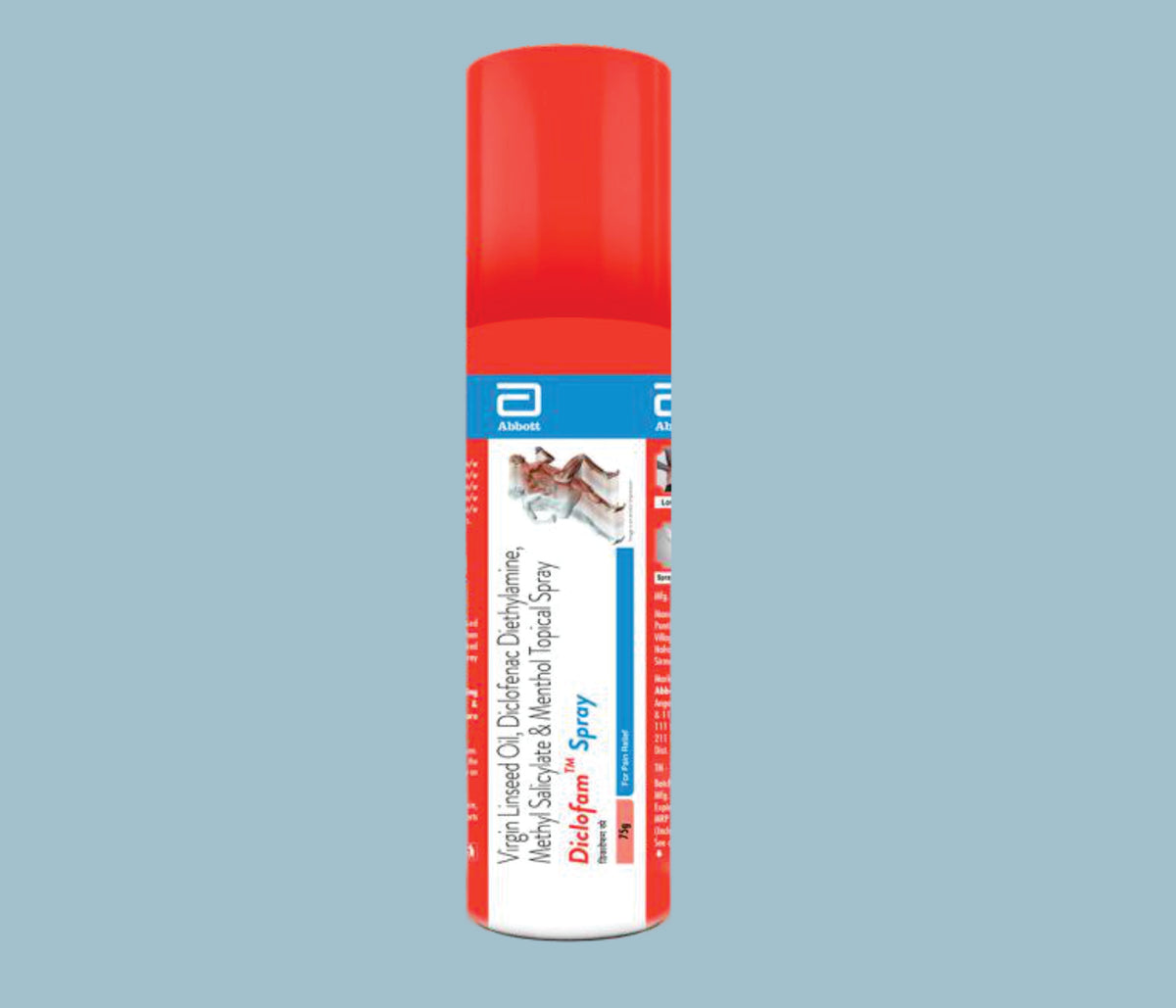 Diclofam Spray 75g (12x6x75gm) Virgin Linseed Oil 3.00% w/w, Diclofenac Sodium 1.00% w/w, Methyl Salicylate 10% w/w, Menthol 5.00% w/w Spray by Abbott