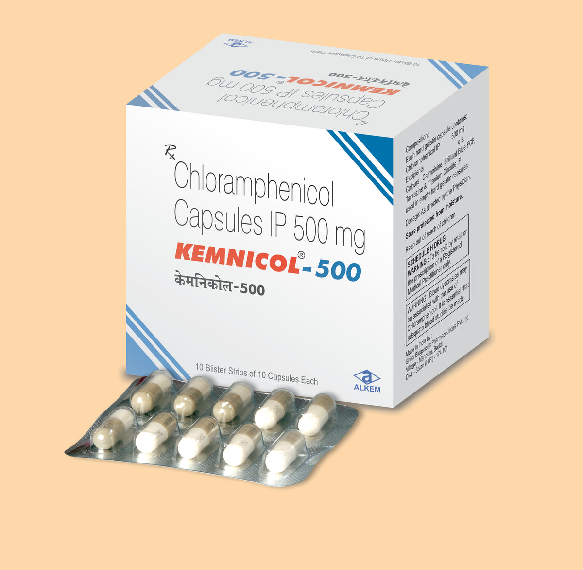 Kemnicol 500 Capsules (10'S) (10'S) Chloramphenicol 500 Mg By Alkem