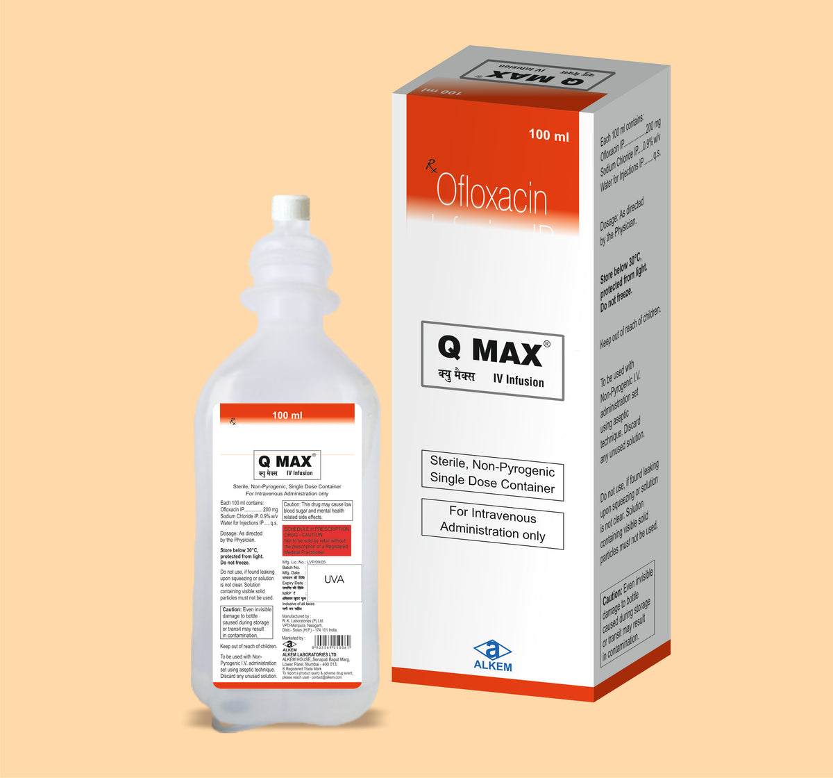 Qmax Iv Injection (100Ml) (100 Ml) Ofloxacin 200 Mg By Alkem