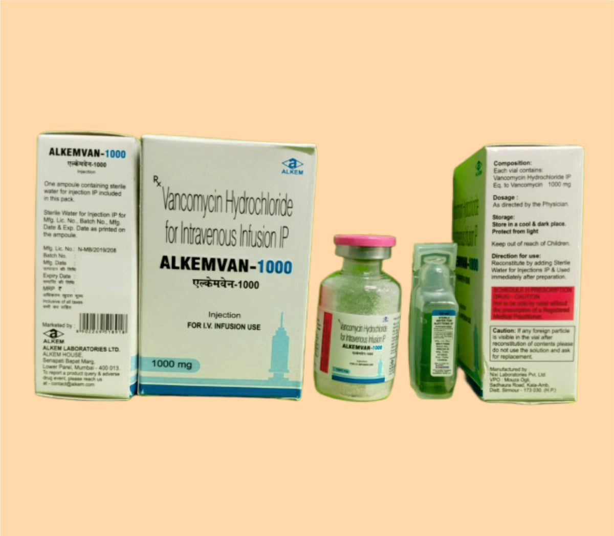 Alkemvan-1000 Injection (Vial) (Vial) Vancomycin Hydrochloride 1000 Mg By Alkem