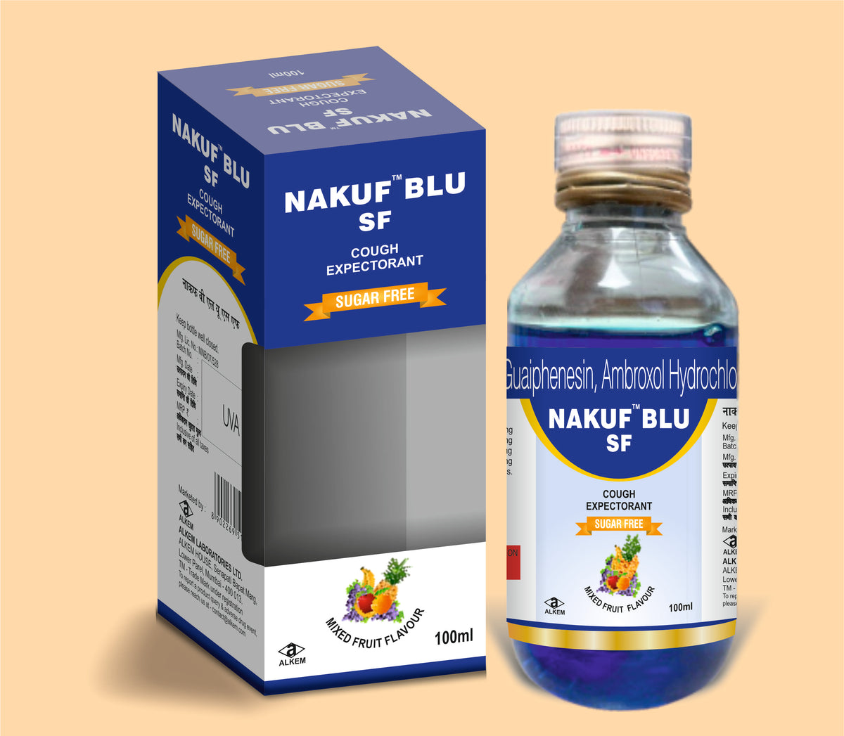 Nakuf Blu (100Ml) (100 Ml) Terbutaline Sulphate 1.25 Mg + Guaiphenesin 50 Mg + Ambroxol Hydrochloride 15 Mg + Menthol 0.5 Mg By Alkem