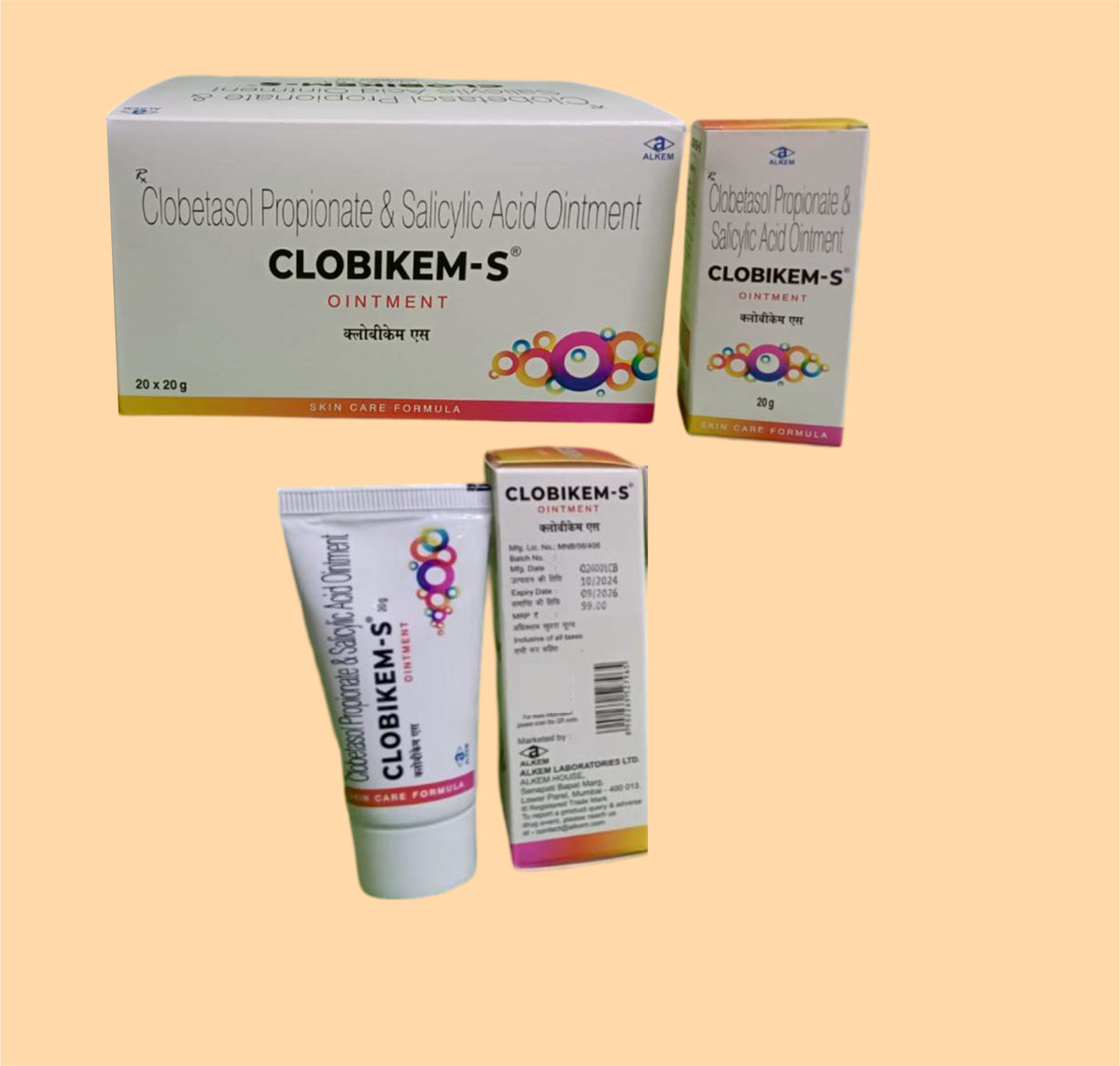 Clobikem-S Ointment (20 Gm) Clobetasol Propionate 0.05% W/W + Salicylic Acid 3% W/W By Alkem