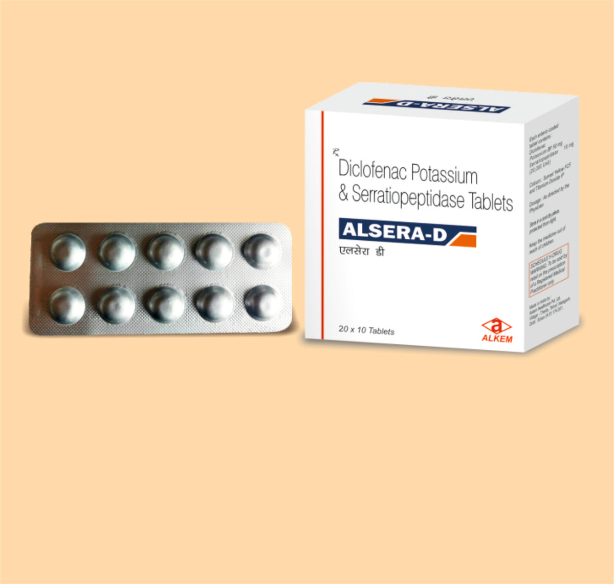 Alsera D 10'S (10'S) Diclofenac Sodium 50 Mg + Serratiopeptidase 10 Mg By Alkem