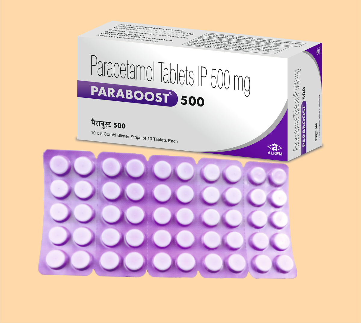 Paraboost-500 Tablets (10'S)(Purple Pvc) (10S) Paracetamol 500 Mg By Alkem