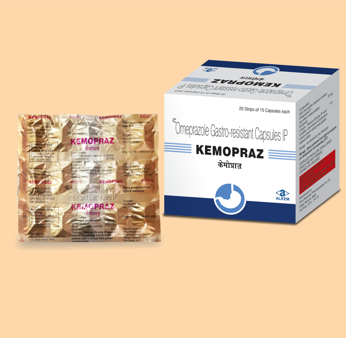 Kemopraz Capsules (15'S) Omeprazole 20 Mg By Alkem