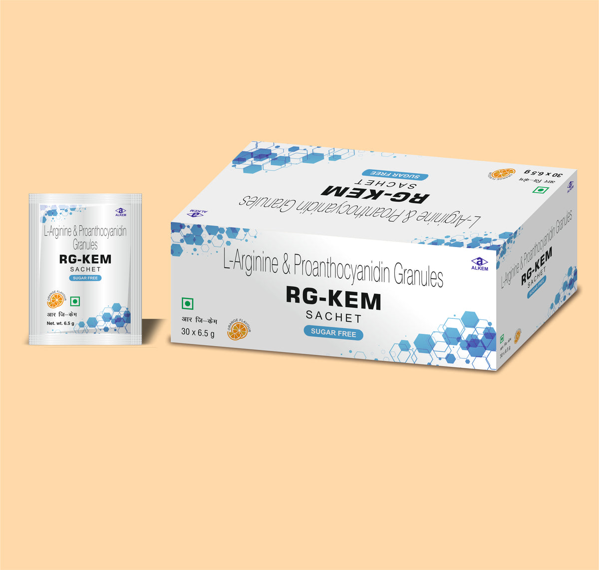 Rg-Kem Sachet (6.5G) L-Arginine 3 G + Proanthocyanidin 75 Mg By Alkem