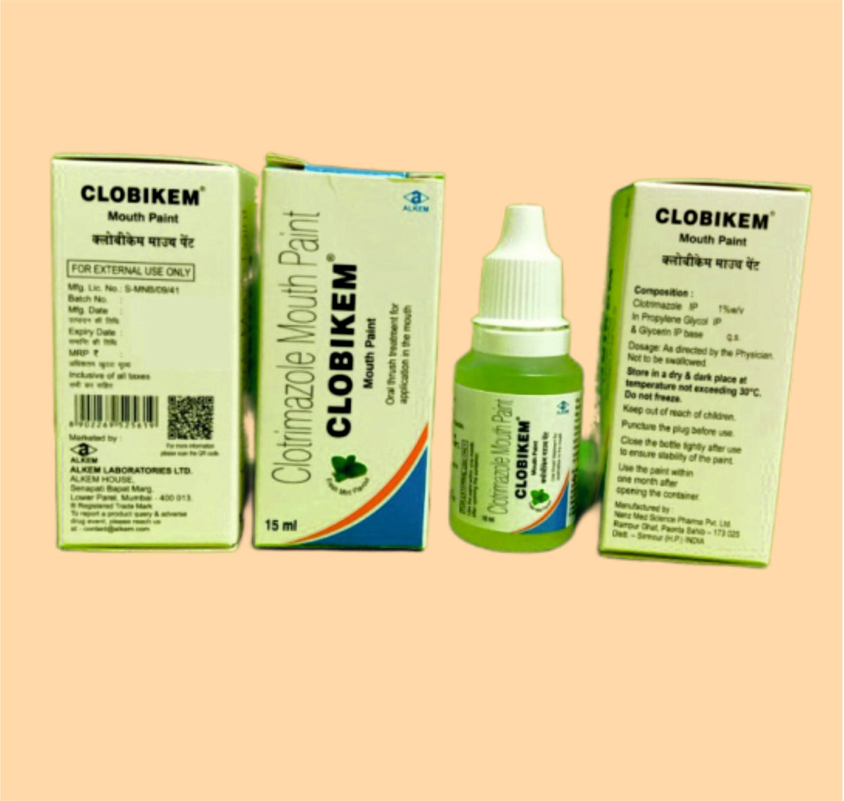 Clobikem Mouth Paint (15Ml) Clotrimazole 1% By Alkem