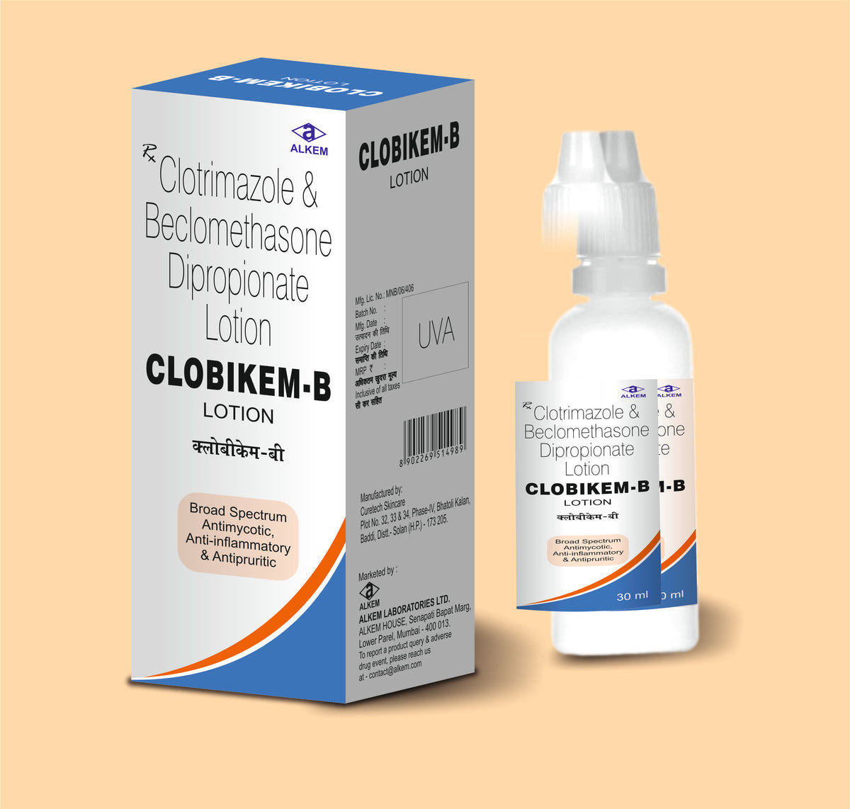Clobikem-B Lotion (30Ml) (30 Ml) Beclomethasone Dipropionate 0.025% W/V + Clotrimazole 1% W/W By Alkem