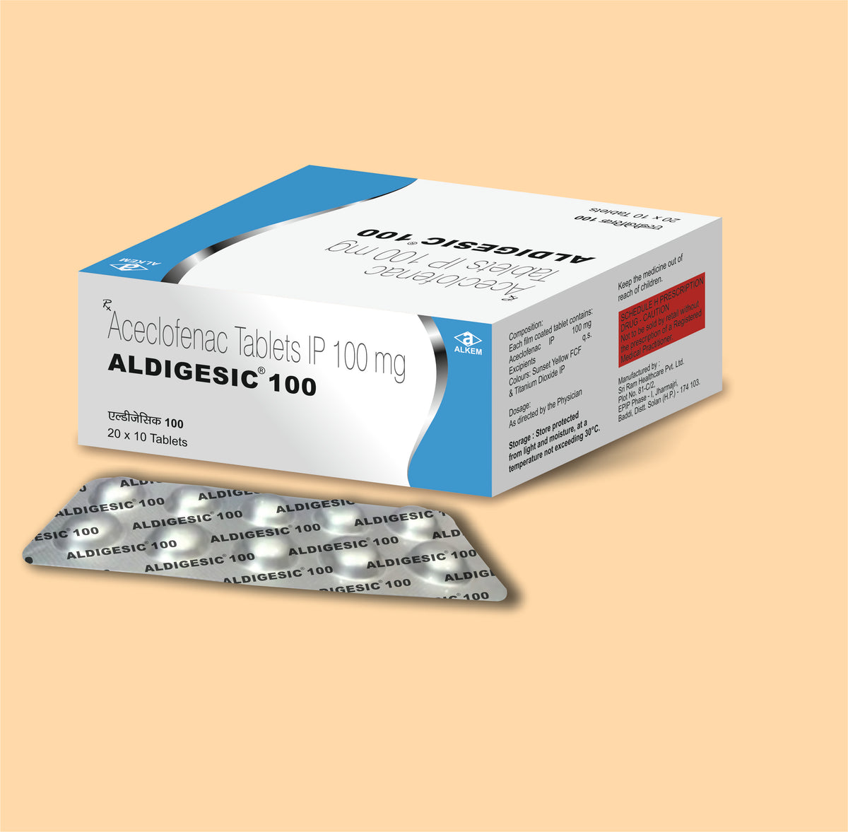 Aldigesic 100 Tab (10S) Aceclofenac 100 Mg By Alkem