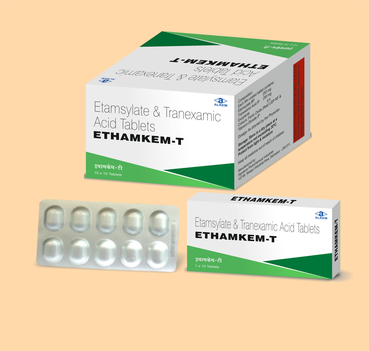 Ethamkem T Tablets (10'S) (10'S) Etamsylate 250 Mg + Tranexamic Acid 250 Mg By Alkem