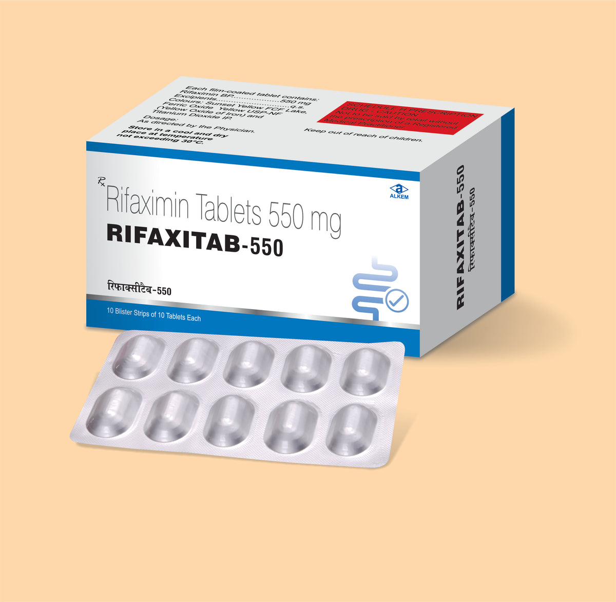 Rifaxitab - 550 Tablets (10'S) (10'S) Rifaximin 550 Mg By Alkem