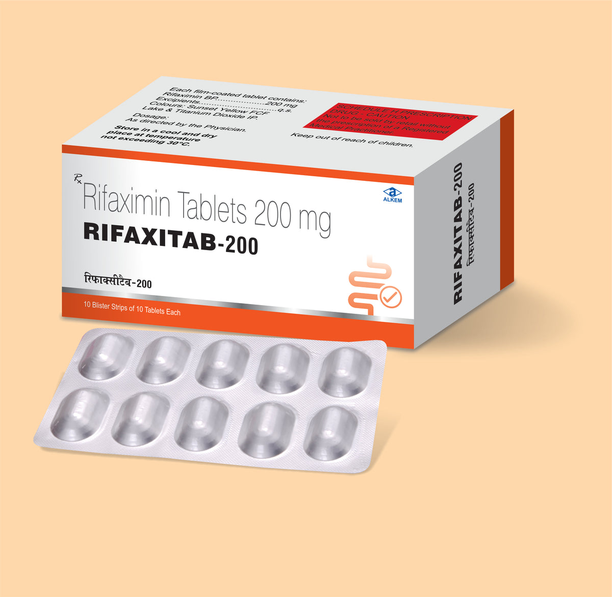 Rifaxitab - 200 Tablets (10'S) (10'S) Rifaximin 200 Mg By Alkem