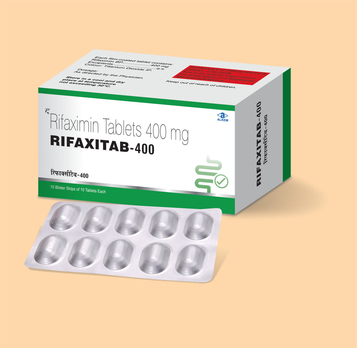 Rifaxitab - 400 Tablets (10'S) (10'S) Rifaximin 400 Mg By Alkem