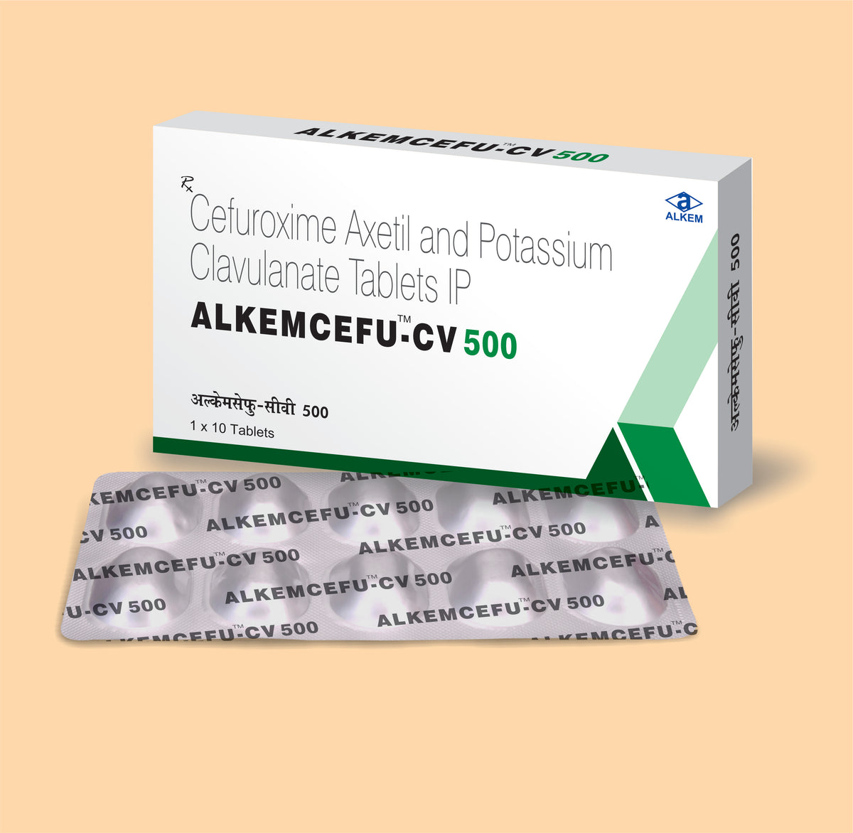 Alkemcefu-Cv 500 Tab 10S (10S) Cefuroxime 500 Mg + Clavulanic Acid 125 Mg By Alkem