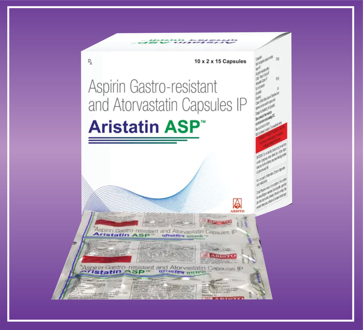Aristatin ASP 10/75 Cap (10x2x15) Atorvastatin 10 mg, Aspirin 75 mg Cap by Aristo