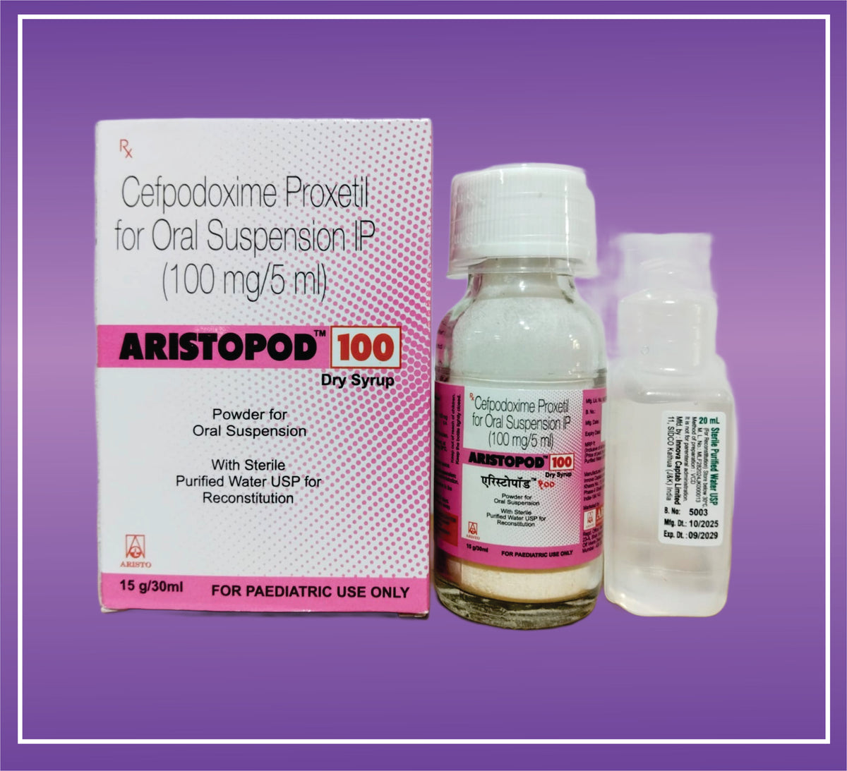 Aristopod 100 DS (30ml+SWFI) Cefpodoxime 100mg Dry Syrup With SWFI by Aristo