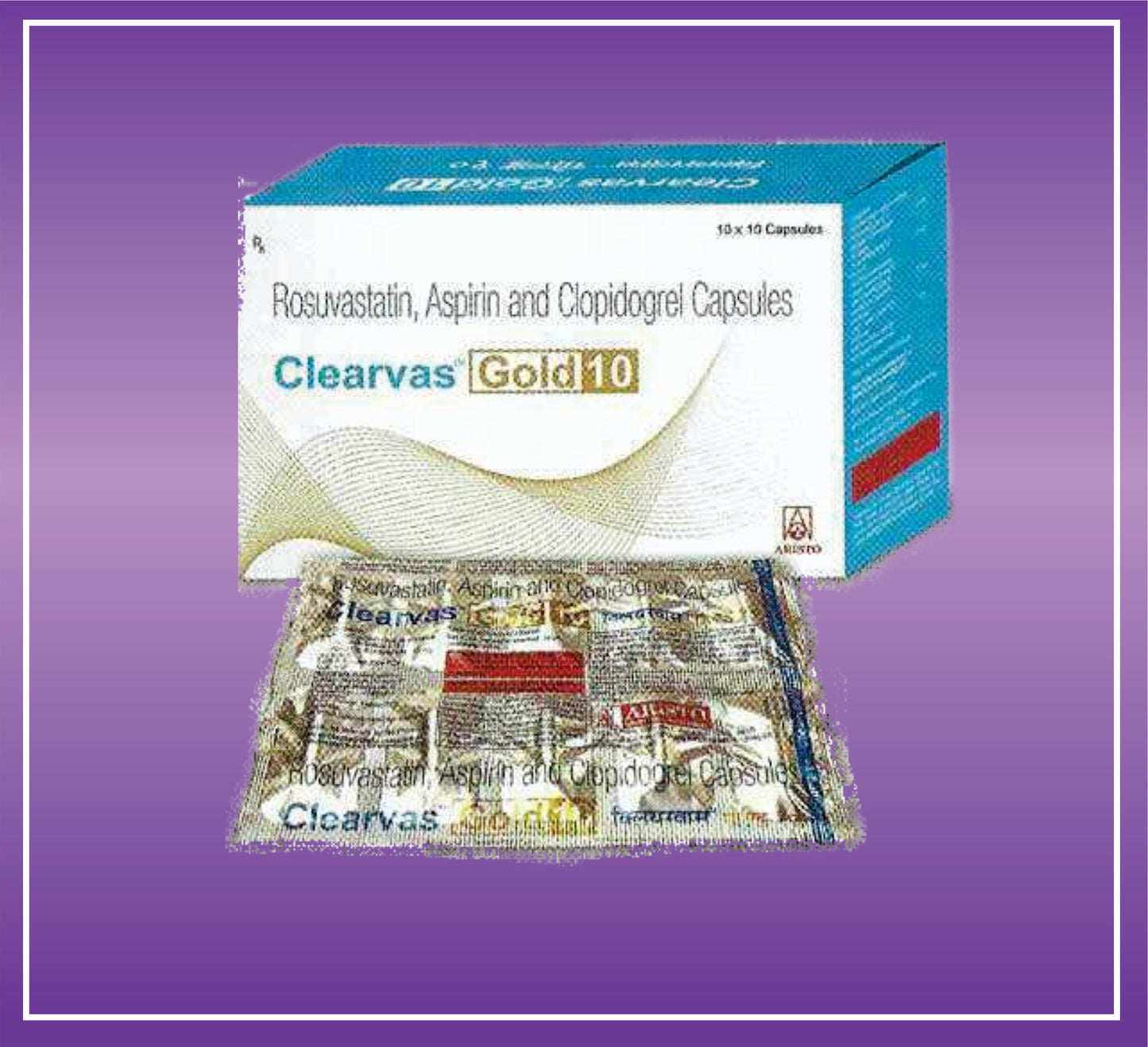 Clearvas Gold 10 Cap (10x10) Rosuvastatin 10mg + Clopidogrel 75mg + Aspirin 75mg