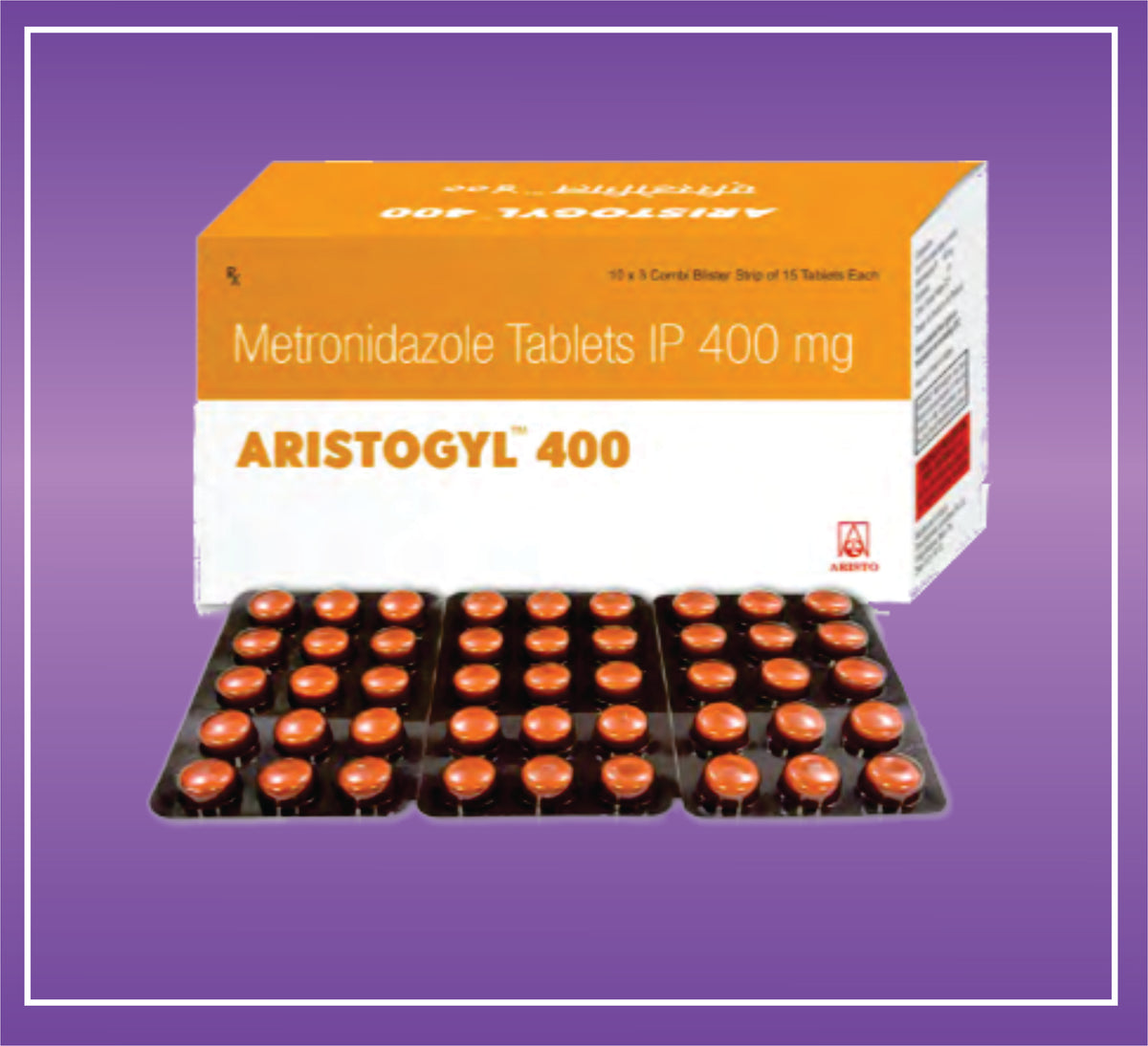 Aristogyl 400 Tab (10x3x15) Metronidazole 400 mg Tab by Aristo
