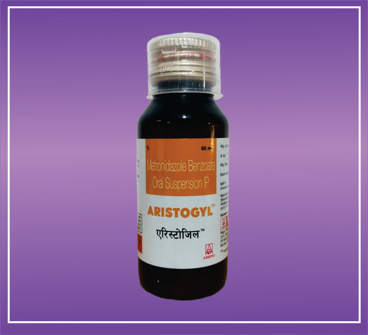 Aristrogyl Suspension (60ml) Metronidazole Benzoate 200 mg Susp by Aristo