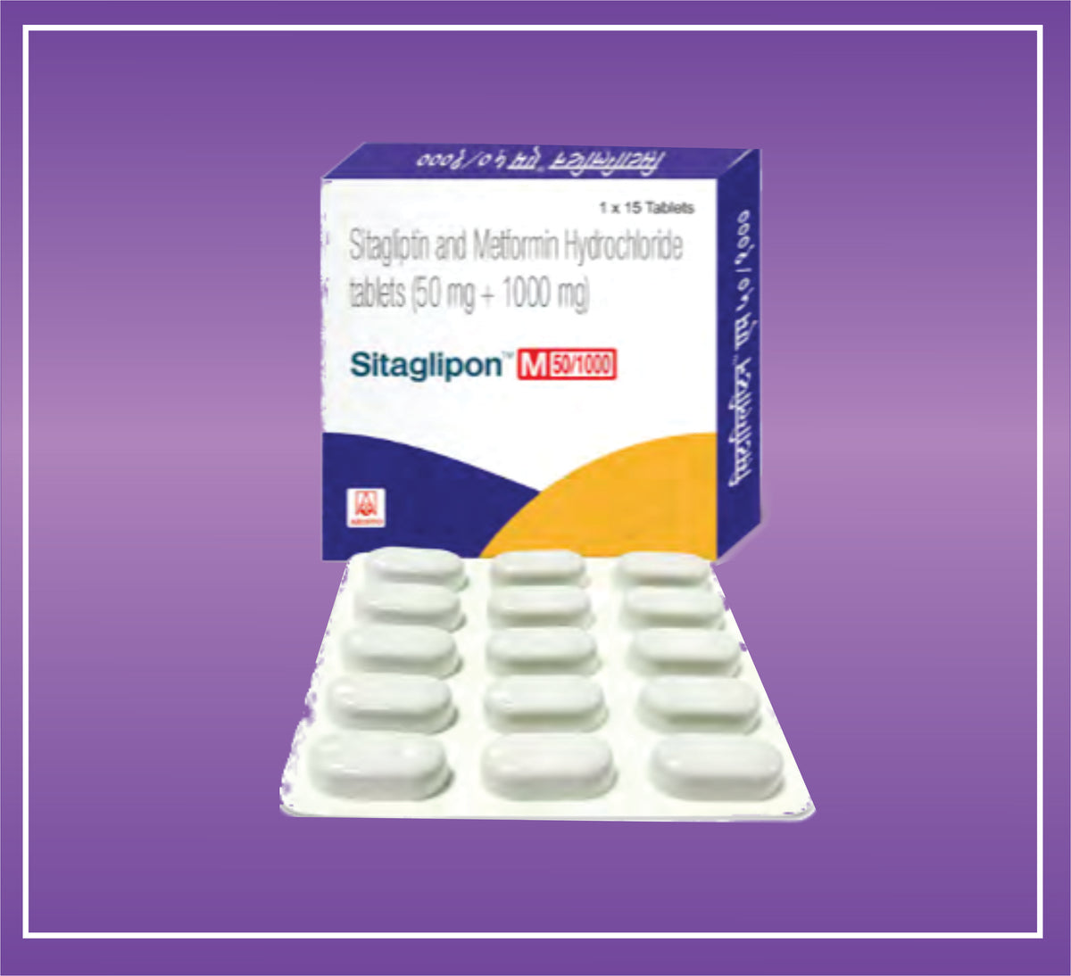 Sitaglipon M 1000 Tab (10x1x15) Sitagliptin 50 mg, Metformin 1000 mg Tab by Aristo