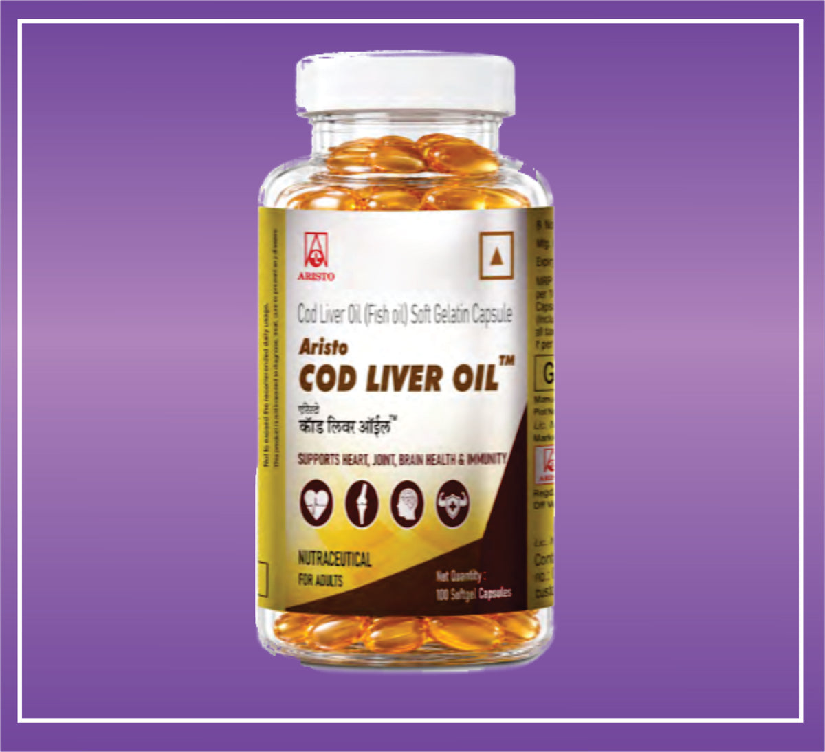 Aristo Cod Liver Oil Cap (100) Omega-3 Fatty Acid Soft Gelatin Capsules by Aristo