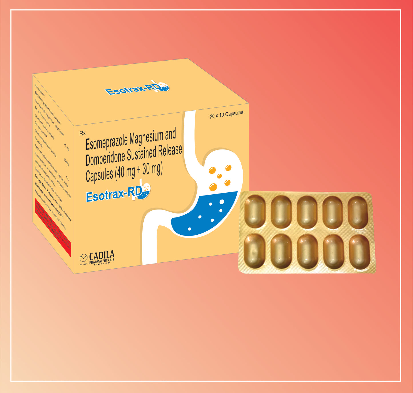 ESOTRAX RD CAP 20X10 C (Esomeprazole 40 mg + Domperidone 30 mg)