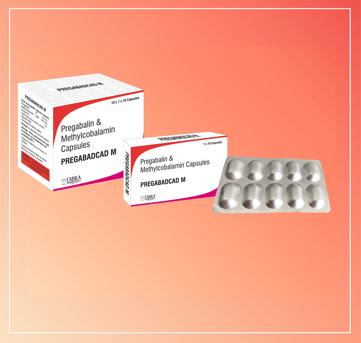 PREGABACAD M CAP 10X10 C (Pregabalin 75mg & Methylcobalamin 750mcg Capsules) by Cadila
