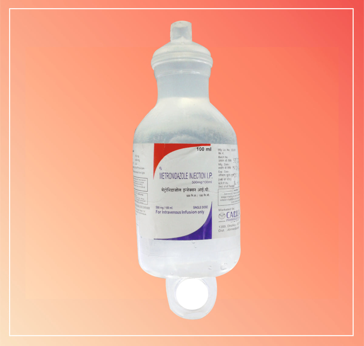 Metronidazole Iv Inj (100 Ml) Metronidazole 500Mg By Cadila