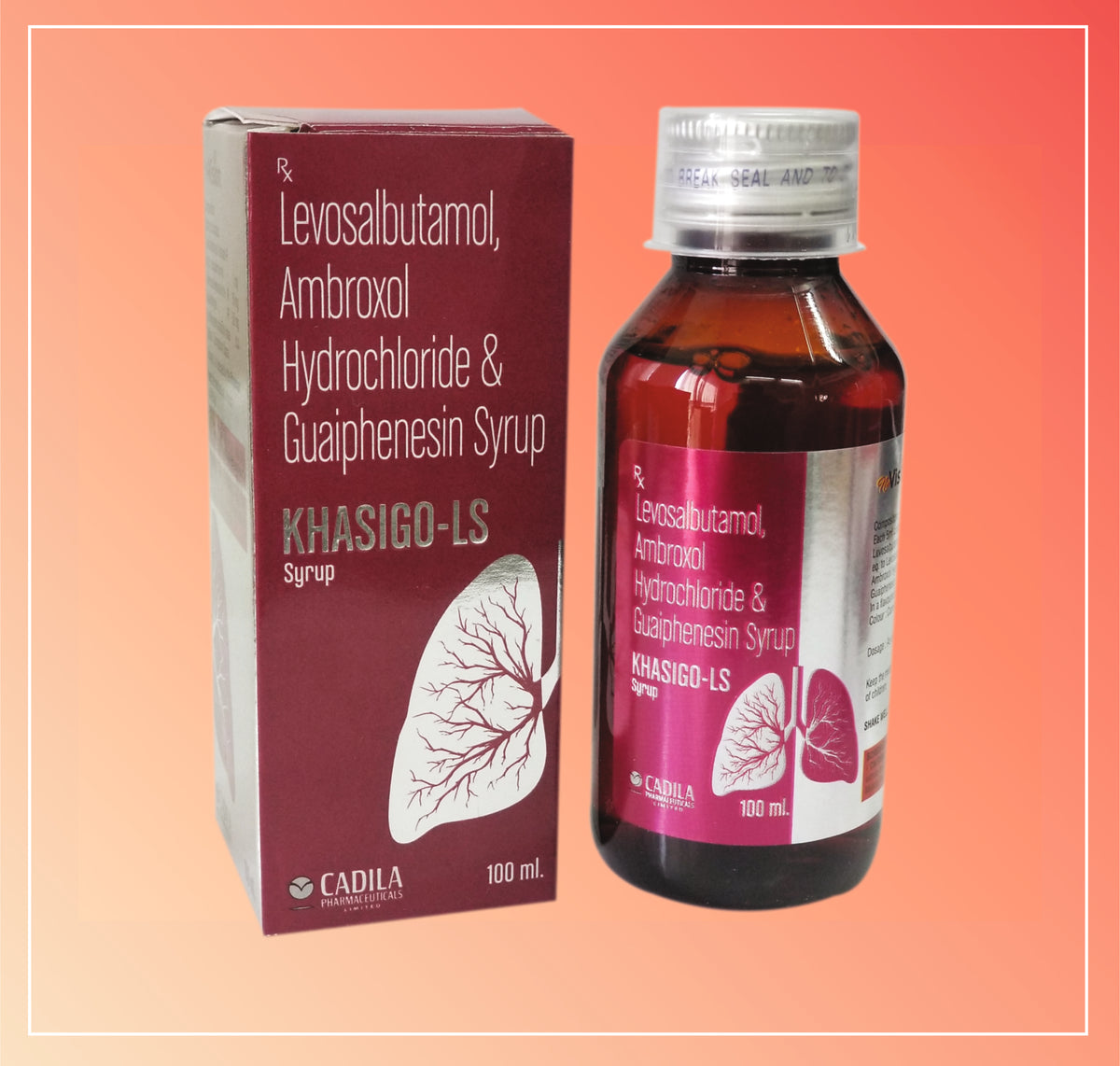 Khasigo Ls 100 Ml (1X100 Ml) Ambroxol Hydrochloride 30 Mg + Guaiphenesin 50 Mg + Levosalbutamol 1 Mg By Cadila