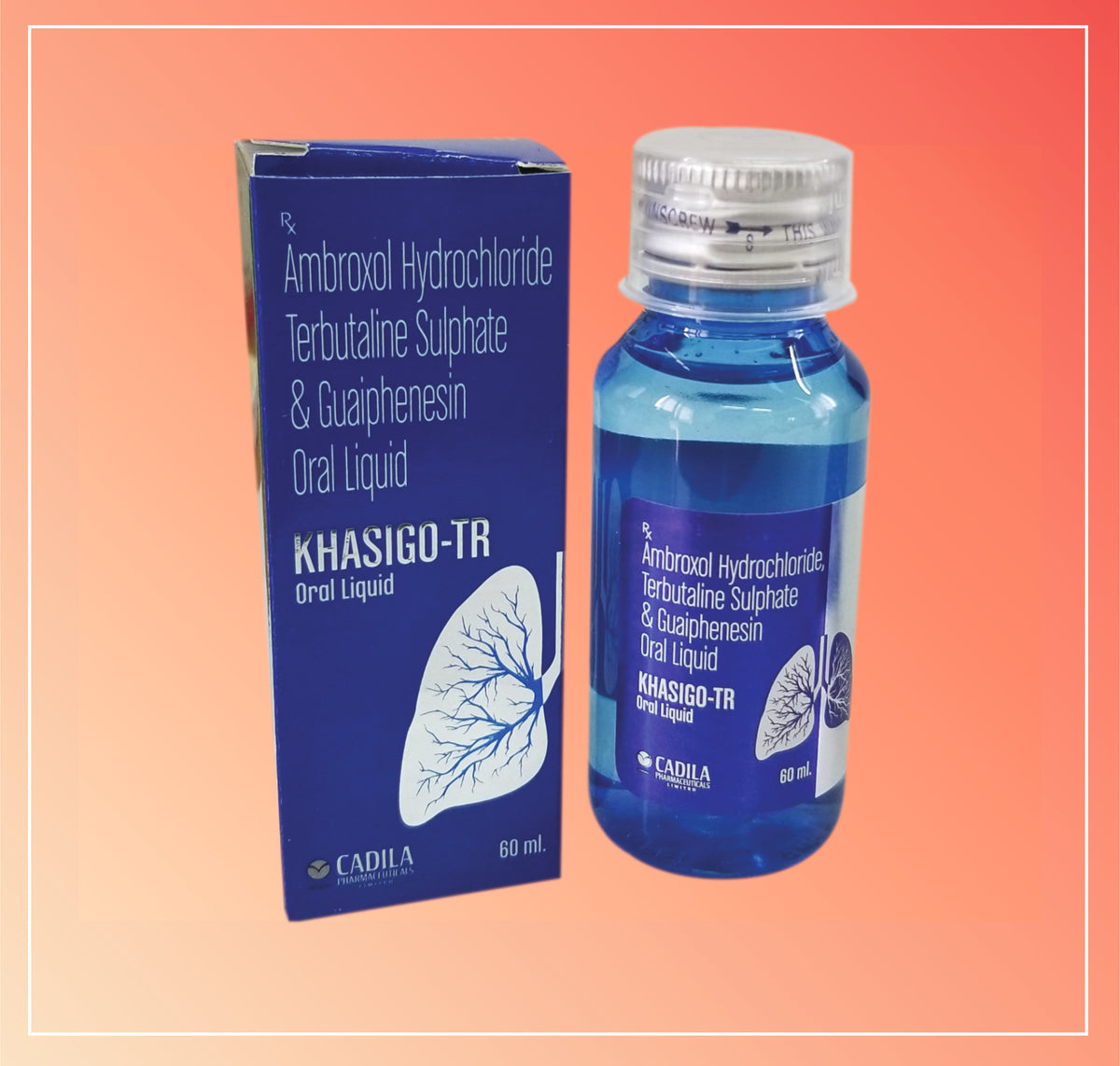 Khasigo Tr 60 Ml (1X60 Ml) Ambroxol Hydrochloride 15 Mg + Terbutaline Sulphate 1.25 Mg + Guaiphenesin 50 Mg By Cadila