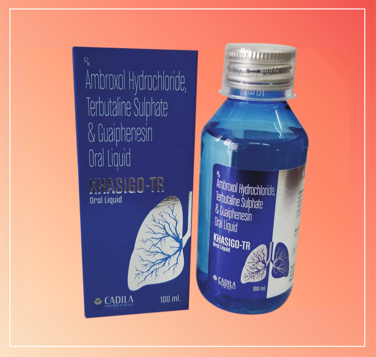 Khasigo Tr 100 Ml (1X100 Ml) Ambroxol Hydrochloride 15 Mg + Terbutaline Sulphate 1.25 Mg + Guaiphenesin 50 Mg By Cadila