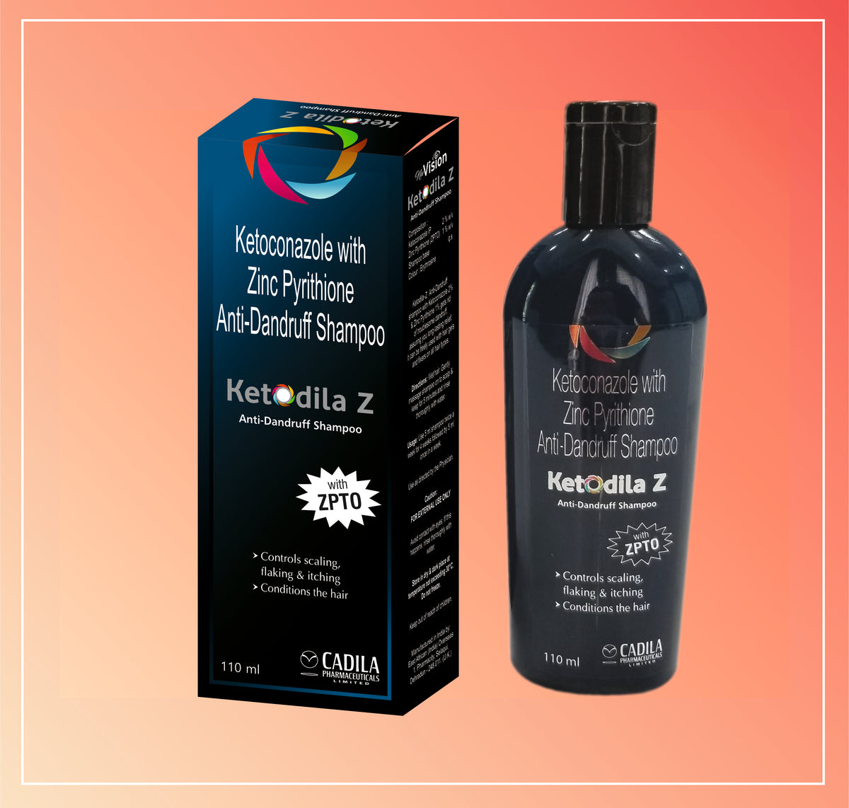 Ketodila Z Shampoo (110 Ml) Ketoconazole 2% + Zinc Pyrithione 1% By Cadila