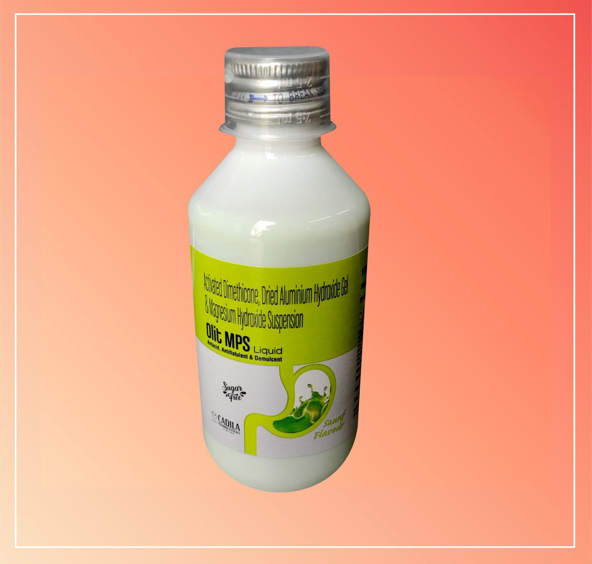 Olit Mps Suspension (Sauf Flavour) (170 Ml) Activated Dimethicone Ip 50Mg + Magnesium Hydroxide Ip 250Mg + Dried Alluminium Hydroxide Gel Ip 250Mg Per 10Ml Syp. (Mint Flavour) By Cadila