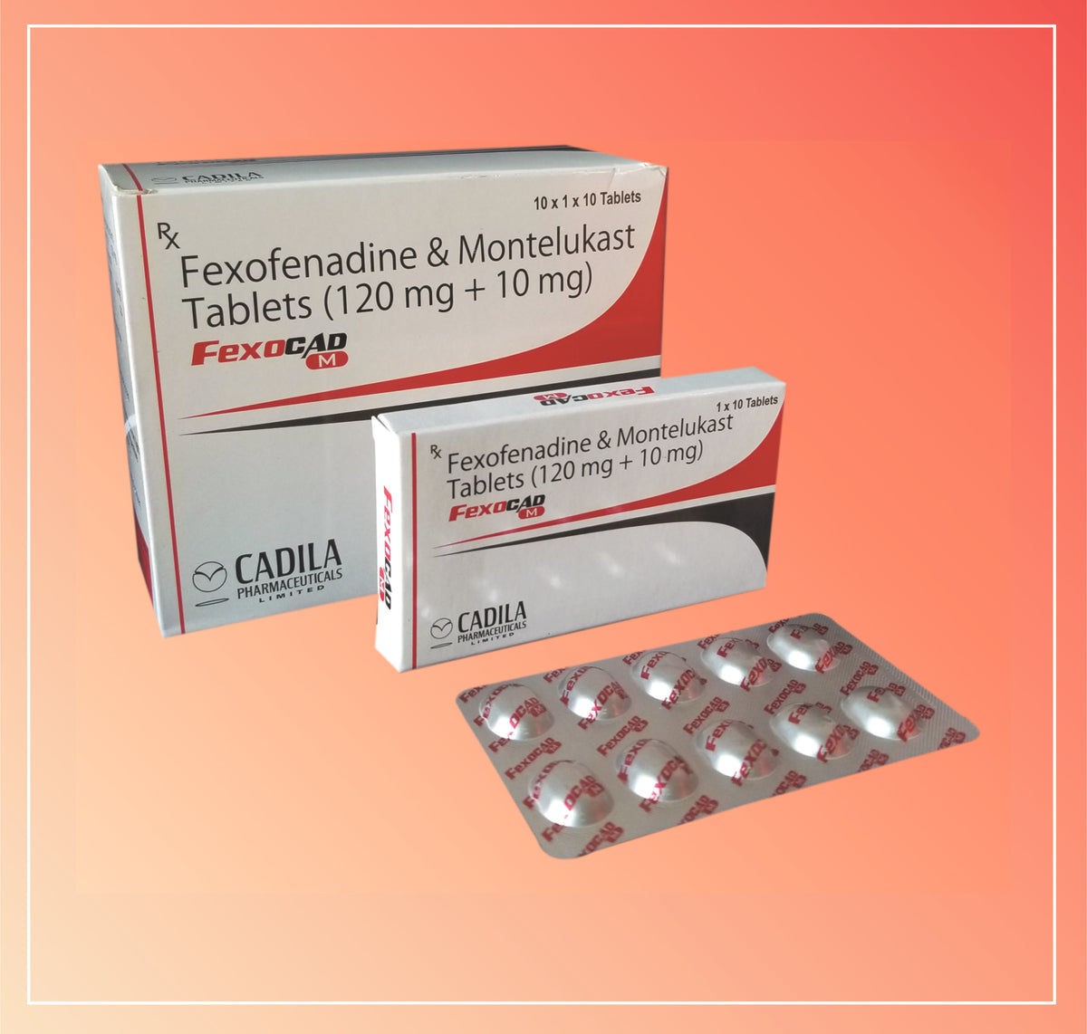 Fexocad M Tab (10X10) Fexofenadine 120 Mg + Montelukast 10 Mg By Cadila