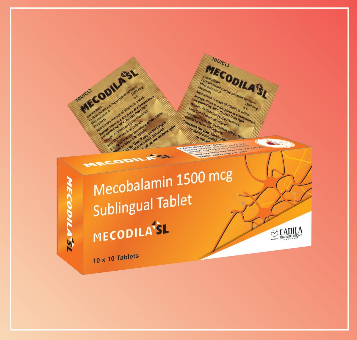 Mecodila Sl Tab (20X10 T) Mecobalamin 1500 Mcg By Cadila