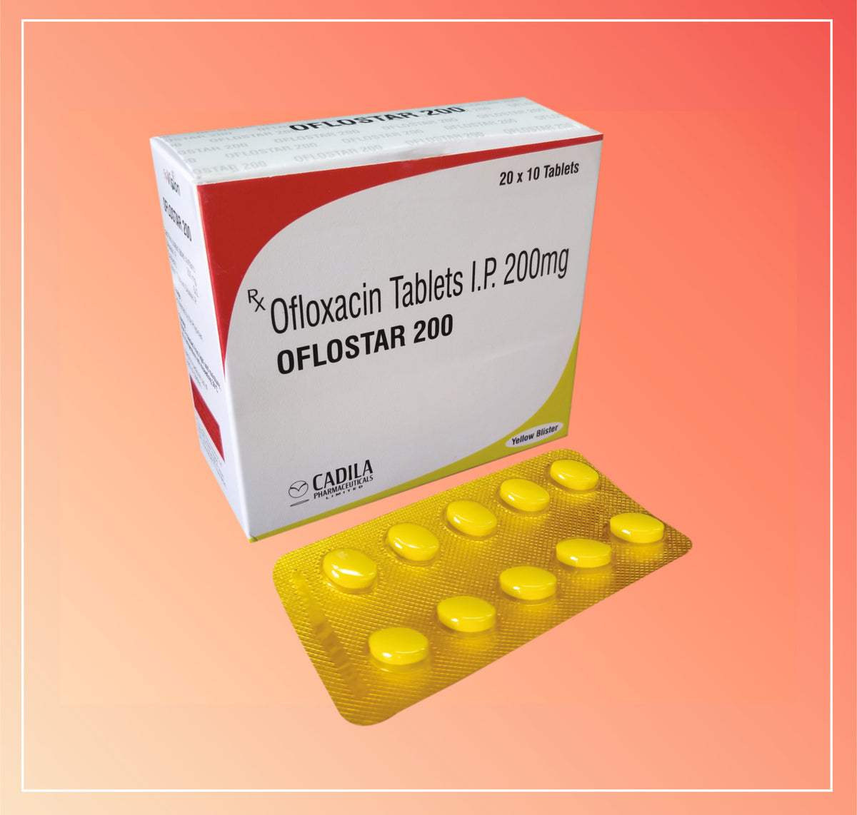 Oflostar 200Mg Yellow Tab (20X10 T) Ofloxacin 200Mg Tab By Cadila
