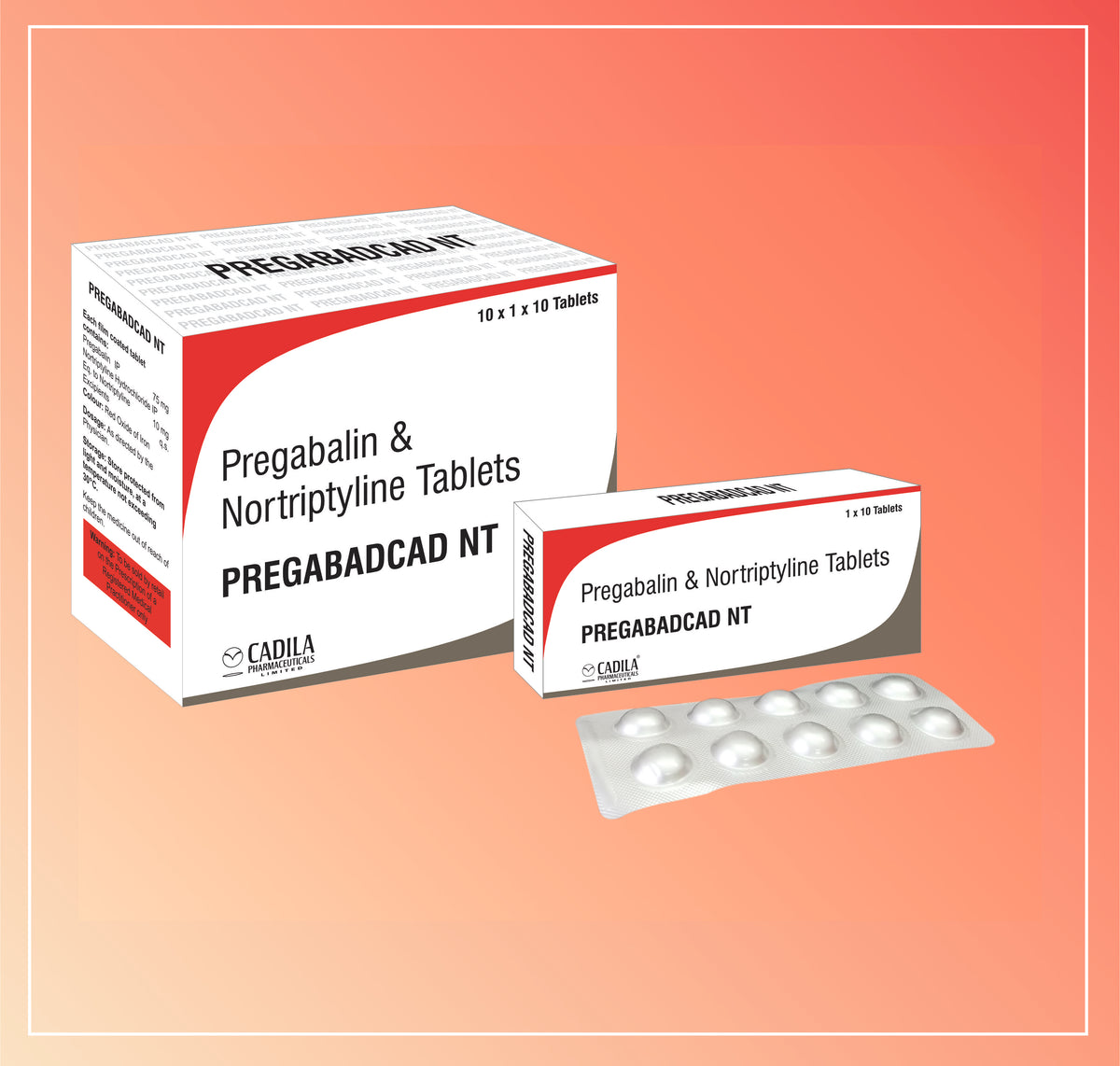 Pregabacad Nt Tab (10X1X10 T) Pregabalin 75Mg, Nortriptyline 10Mg Tablets By Cadila