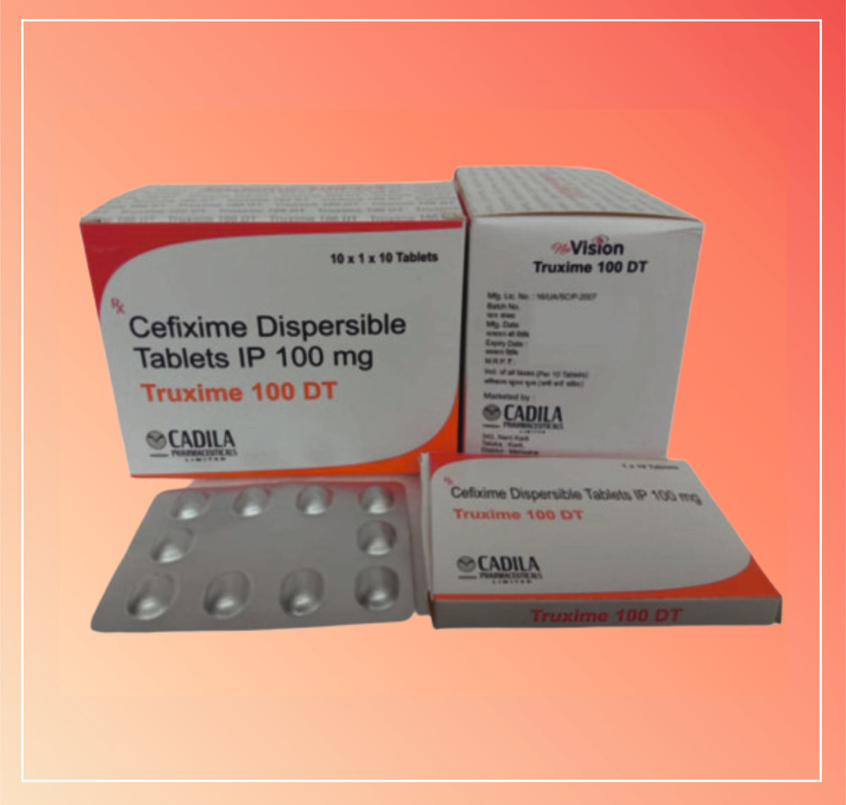 Truxime 100 Dt (10X1X10 T) Cefixime 100 Mg By Cadila